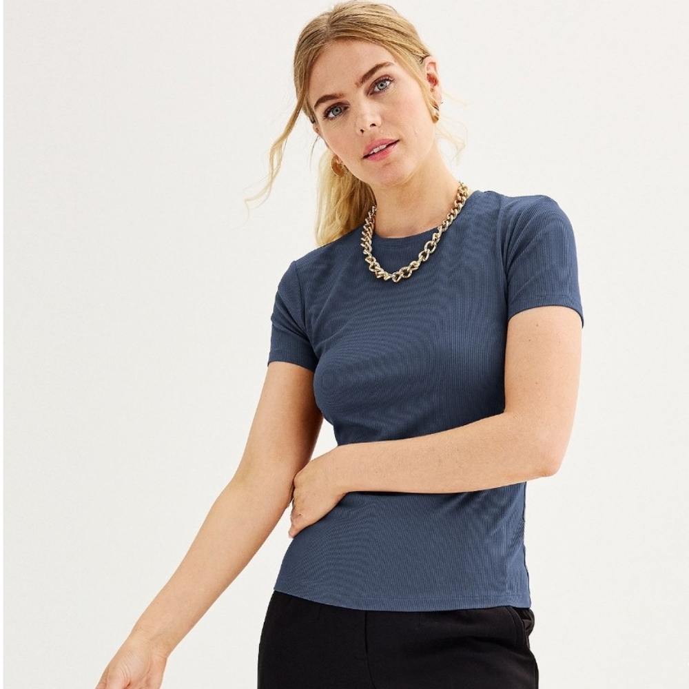 Nine West Blue Short Sleeve T-Shirt